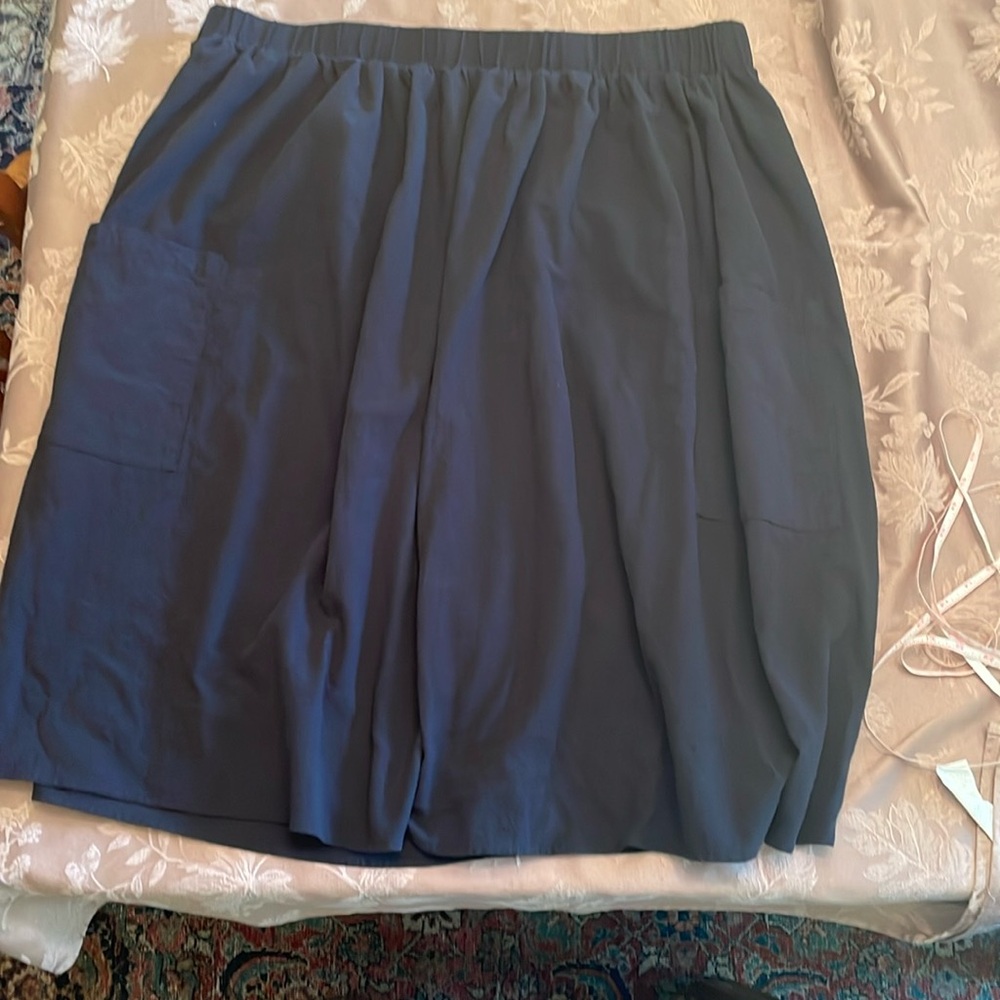 SHEIN Curve Black cotton skirt with gathered elastic waist